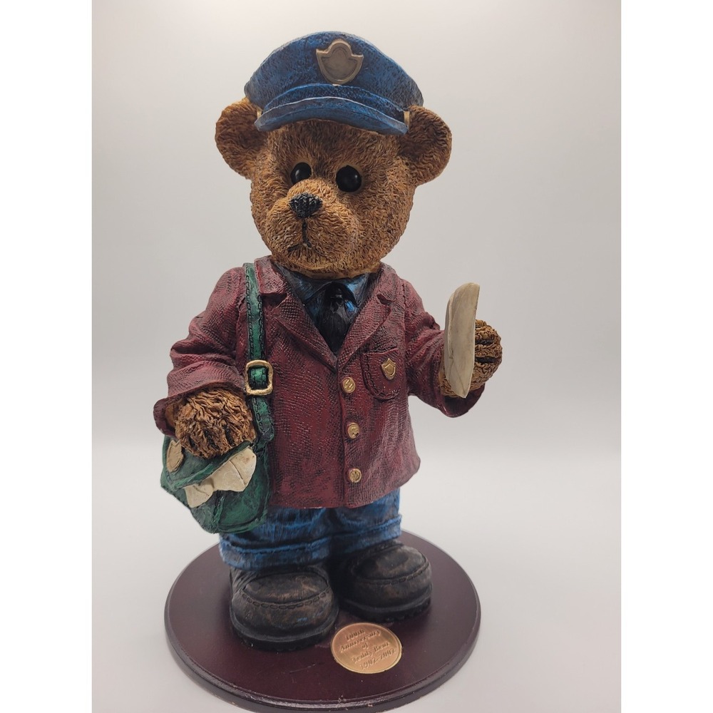 Teddy Bear 100th Anniversary 1902-2002 ceramic 9" Mailman Figurine